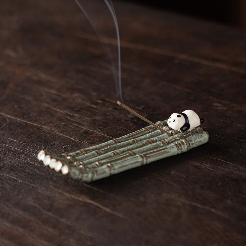 Quemador de incienso con forma de panda y Buddha Stones para decoración del hogar - Panda acostado boca abajo (13,6 x 4,1 x 1,9 cm) - image 14