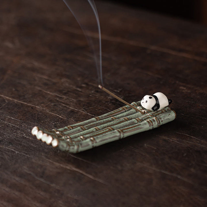 Quemador de incienso con forma de panda y Buddha Stones para decoración del hogar - Panda acostado boca abajo (13,6 x 4,1 x 1,9 cm) - image 14