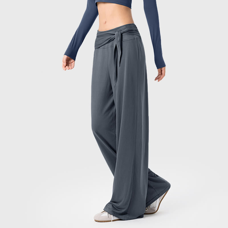 Pantalones deportivos casuales con cordones y transpirables de Buddha Stones para mujer, de pierna ancha - Gris - US12，UK/AU16，EU44 (XL) - image 2