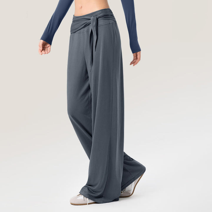 Pantalones deportivos casuales con cordones y transpirables de Buddha Stones para mujer, de pierna ancha - image 4