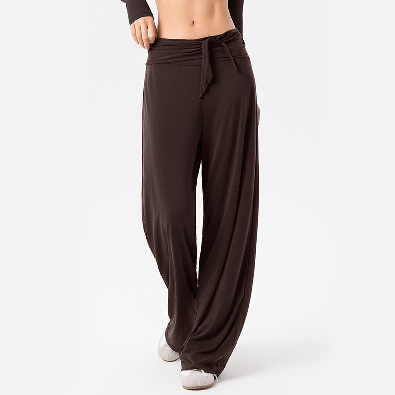 Pantalones deportivos casuales con cordones y transpirables de Buddha Stones para mujer, de pierna ancha - image 10