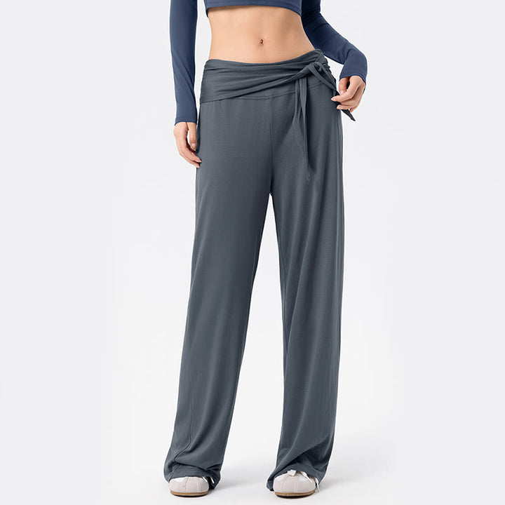 Pantalones deportivos casuales con cordones y transpirables de Buddha Stones para mujer, de pierna ancha - image 3