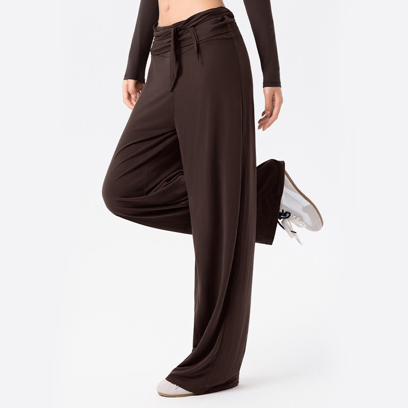 Pantalones deportivos casuales con cordones y transpirables de Buddha Stones para mujer, de pierna ancha - image 13