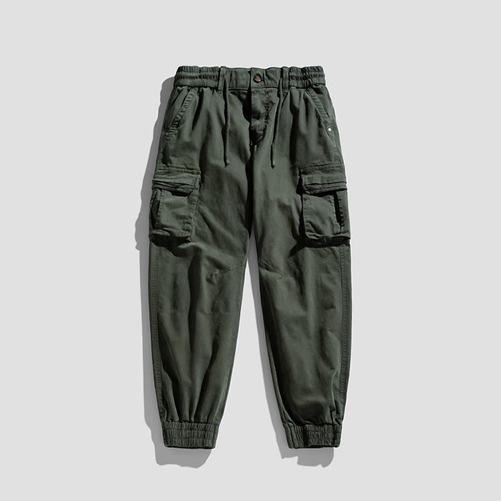 Pantalones de verano de algodón con puños elásticos y bolsillos para hombre de Buddha Stones - Verde mar oscuro - US/UK/AU48, EU58 (6XL) - image 6