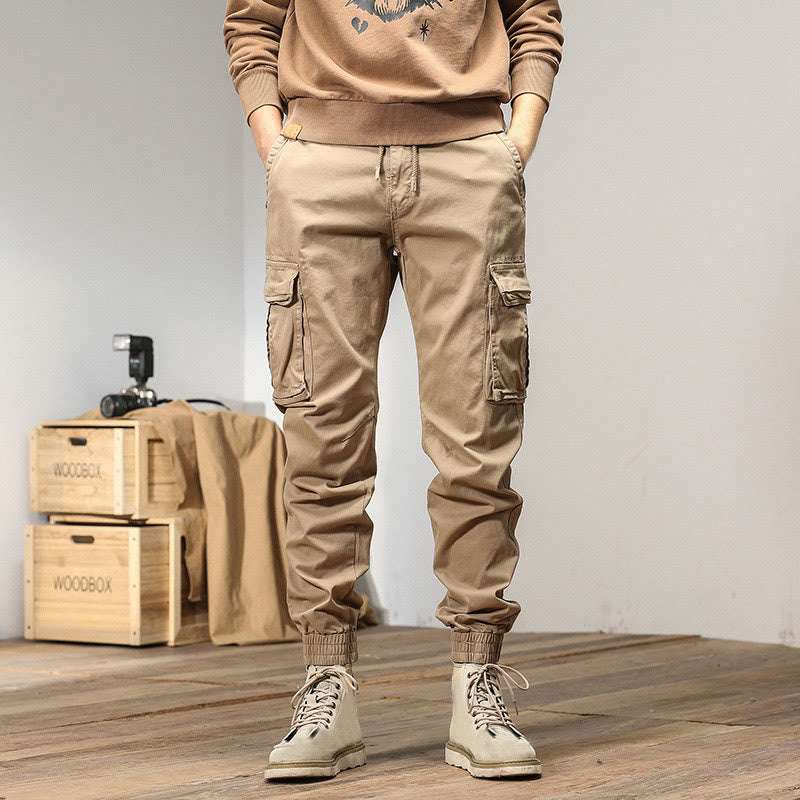 Pantalones de verano de algodón con puños elásticos y bolsillos para hombre de Buddha Stones - Trigo - US/UK/AU48, EU58 (6XL) - image 0