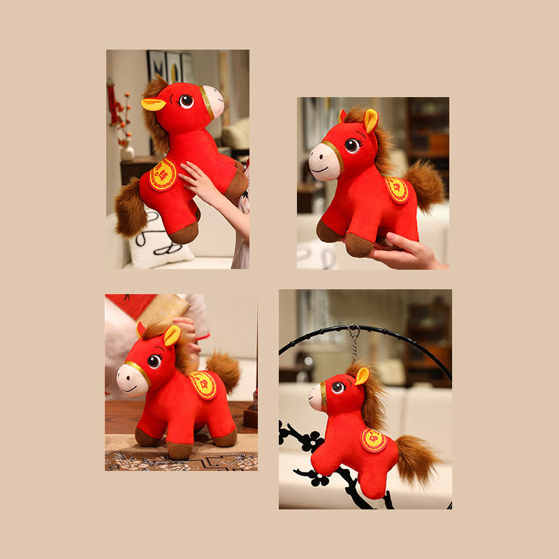 Buddha Stones Caballo rojo de pie, muñeco de peluche, año del caballo, riqueza, prosperidad, decoración del hogar. - image 12