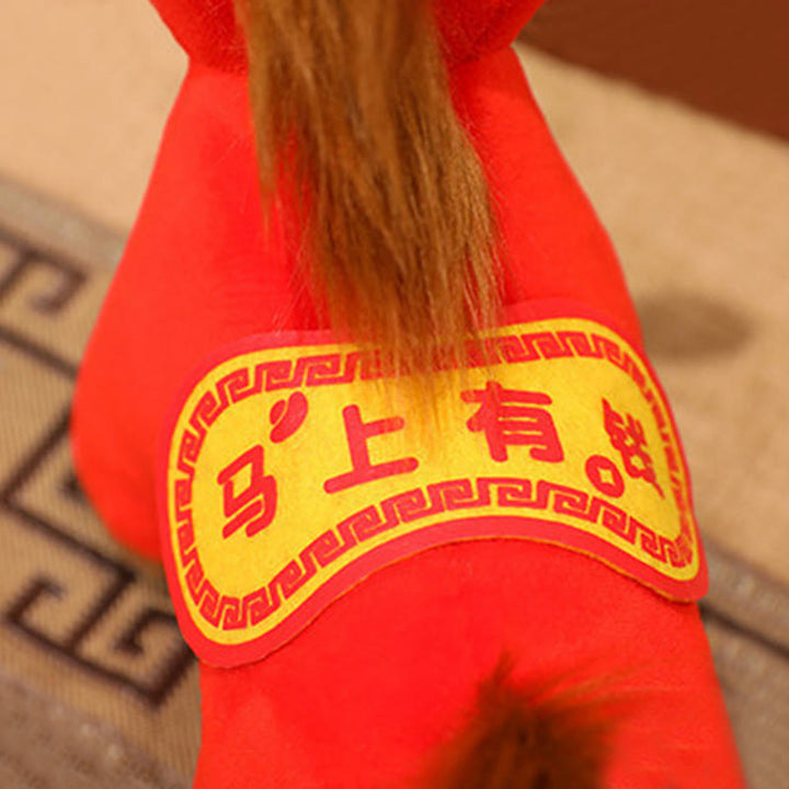 Buddha Stones Caballo rojo de pie, muñeco de peluche, año del caballo, riqueza, prosperidad, decoración del hogar. - image 3