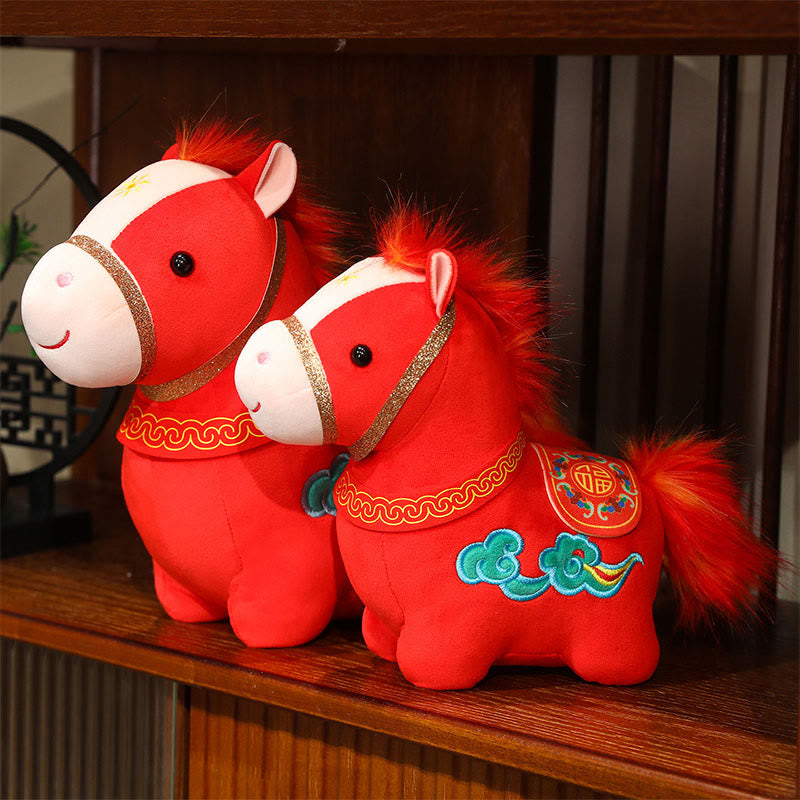 Peluche de poni rojo con diseño de nubes auspiciosas del Año del Caballo , con Buddha Stones, para decoración del hogar - image 2