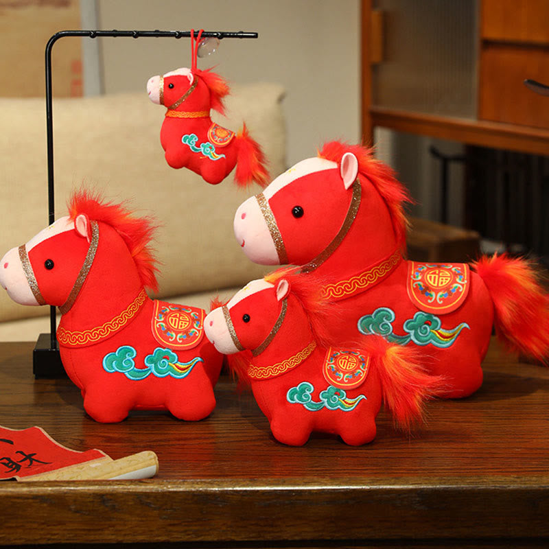 Peluche de poni rojo con diseño de nubes auspiciosas del Año del Caballo , con Buddha Stones, para decoración del hogar - image 6