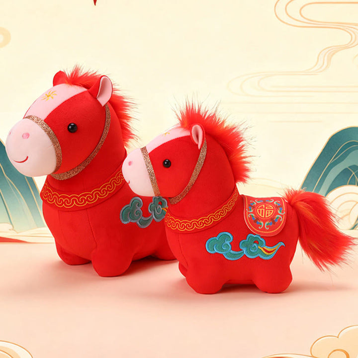 Peluche de poni rojo con diseño de nubes auspiciosas del Año del Caballo , con Buddha Stones, para decoración del hogar - image 10