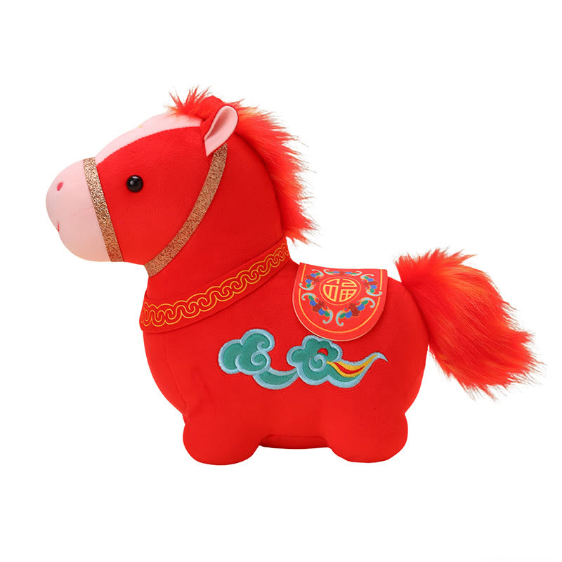 Peluche de poni rojo con diseño de nubes auspiciosas del Año del Caballo , con Buddha Stones, para decoración del hogar - image 11