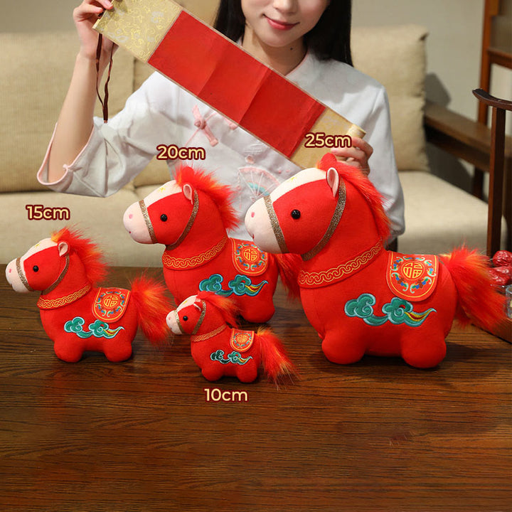Peluche de poni rojo con diseño de nubes auspiciosas del Año del Caballo , con Buddha Stones, para decoración del hogar - image 7