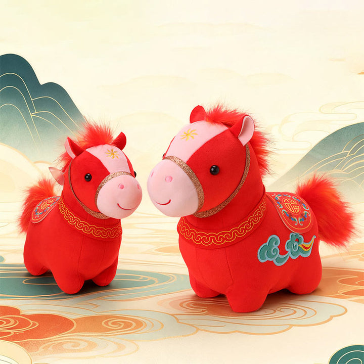 Peluche de poni rojo con diseño de nubes auspiciosas del Año del Caballo , con Buddha Stones, para decoración del hogar - image 9