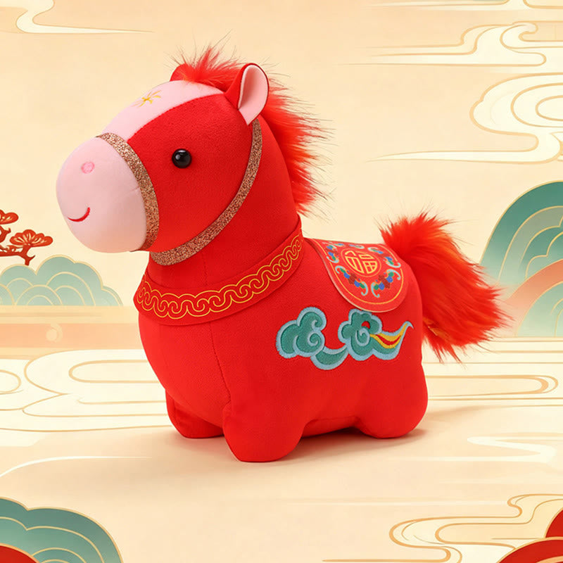 Peluche de poni rojo con diseño de nubes auspiciosas del Año del Caballo , con Buddha Stones, para decoración del hogar - image 8