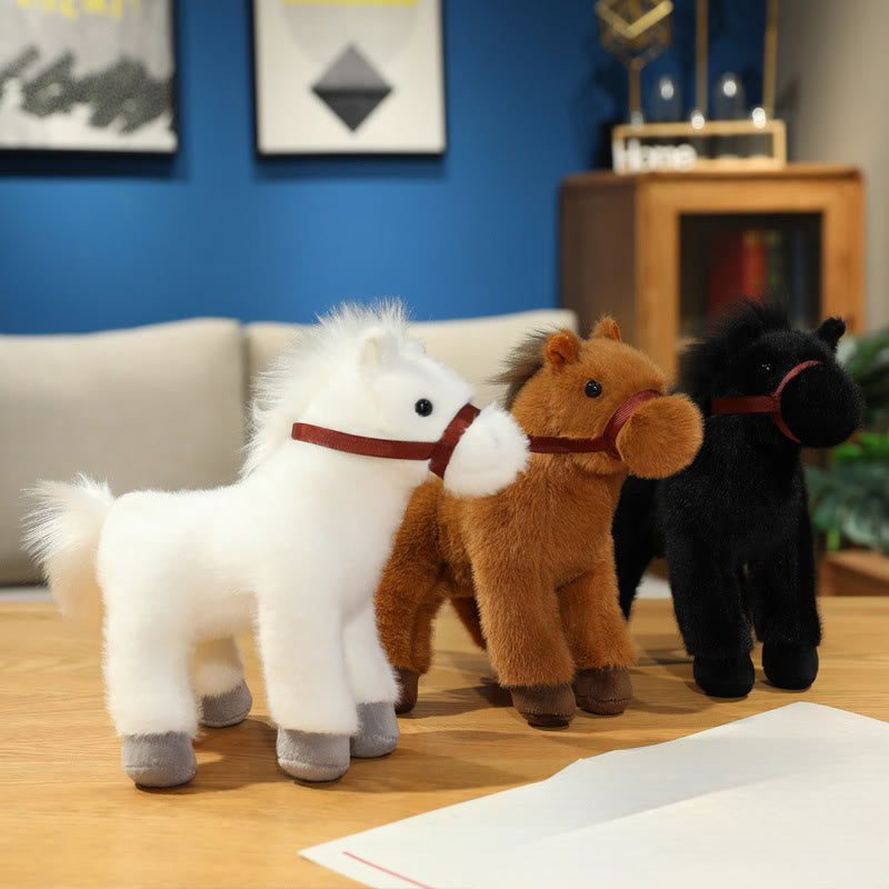 Buddha Stones Muñeco de peluche de poni de color liso del Año del Caballo, ideal para la prosperidad y la decoración del hogar. - image 0