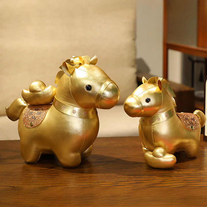 Buddha Stones Lingote de oro del Año del Caballo, adorable poni, decoración para el hogar. - image 6