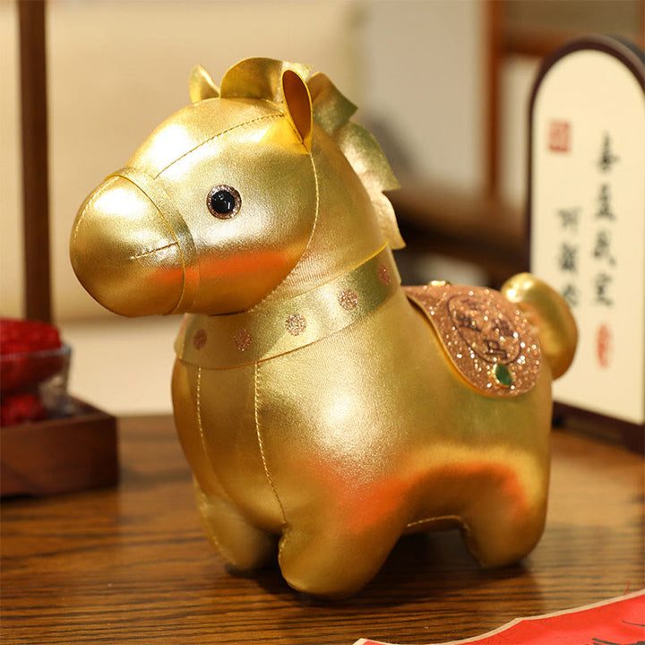 Buddha Stones Lingote de oro del Año del Caballo, adorable poni, decoración para el hogar. - Caballo sin lingote - 25 cm (medido desde la oreja hasta el pie) - image 5