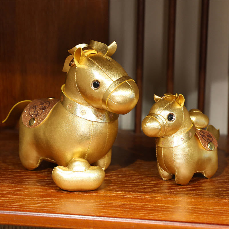 Buddha Stones Lingote de oro del Año del Caballo, adorable poni, decoración para el hogar. - image 0