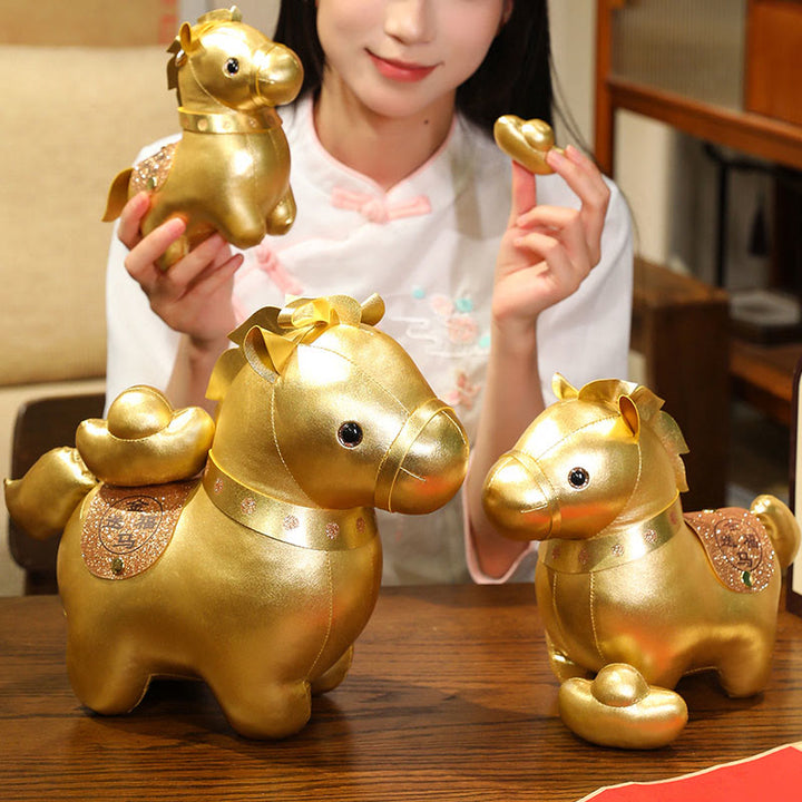 Buddha Stones Lingote de oro del Año del Caballo, adorable poni, decoración para el hogar. - image 7