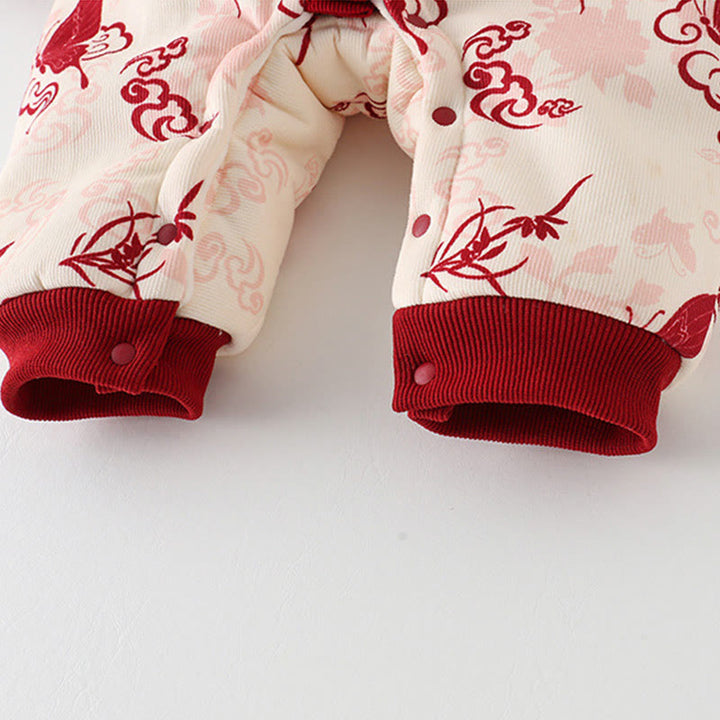 Mono de algodón de manga larga para bebé niña con diseño de mariposas de invierno y nubes auspiciosas y Buddha Stones - image 9