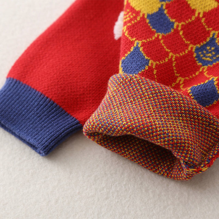 Mameluco de punto de una pieza de manga larga de algodón con estampado de dragón rojo para bebé niño y niña, otoño e invierno, con Buddha Stones - image 9