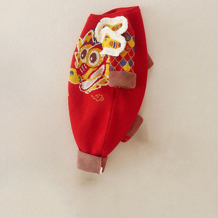 Mameluco de punto de una pieza de manga larga de algodón con estampado de dragón rojo para bebé niño y niña, otoño e invierno, con Buddha Stones - image 4