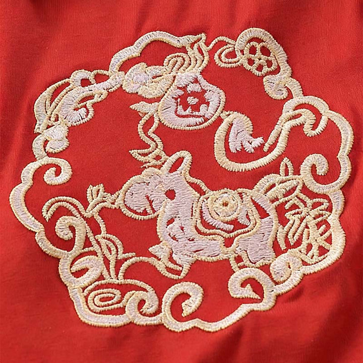 Mameluco de una pieza de algodón de manga larga para bebé niña con diseño de poni y caballo en color rojo , con Buddha Stones , primavera y otoño - image 6