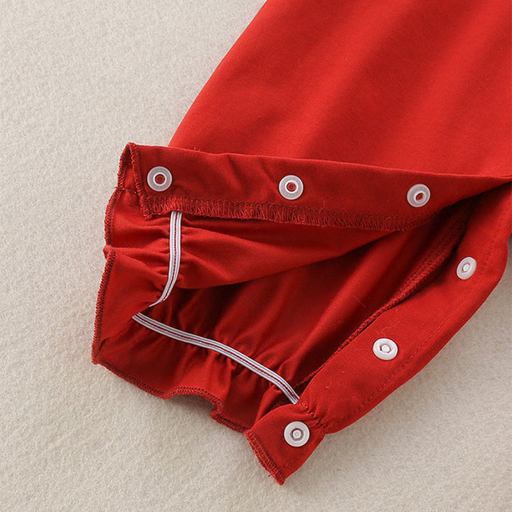 Mameluco de una pieza de algodón de manga larga para bebé niña con diseño de fresa roja y Buddha Stones para primavera y otoño - image 6