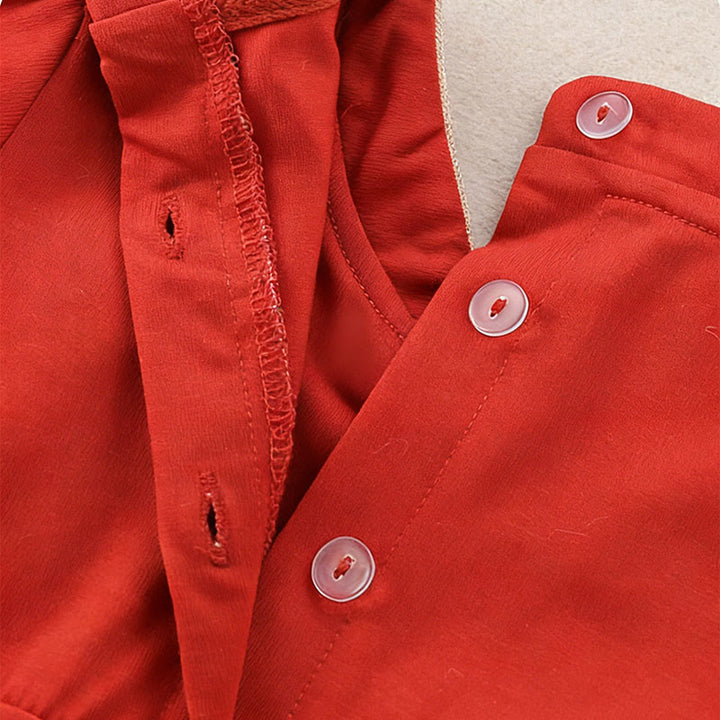 Mono de una pieza de algodón de manga larga para bebé niña con diseño de conejo rojo de primavera y otoño con Buddha Stones - image 6