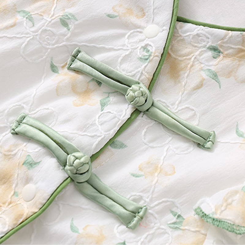 Mono de una pieza de algodón de manga larga para bebé niña con diseño de cuello en V y flores amarillas claras de Buddha Stones para primavera y otoño - image 7