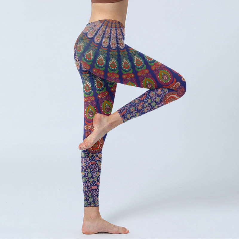 Leggings de yoga para mujer con estampado de cachemira y flores exquisitas de Buddha Stones - image 3