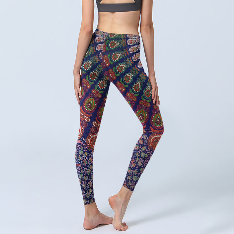Leggings de yoga para mujer con estampado de cachemira y flores exquisitas de Buddha Stones - image 4