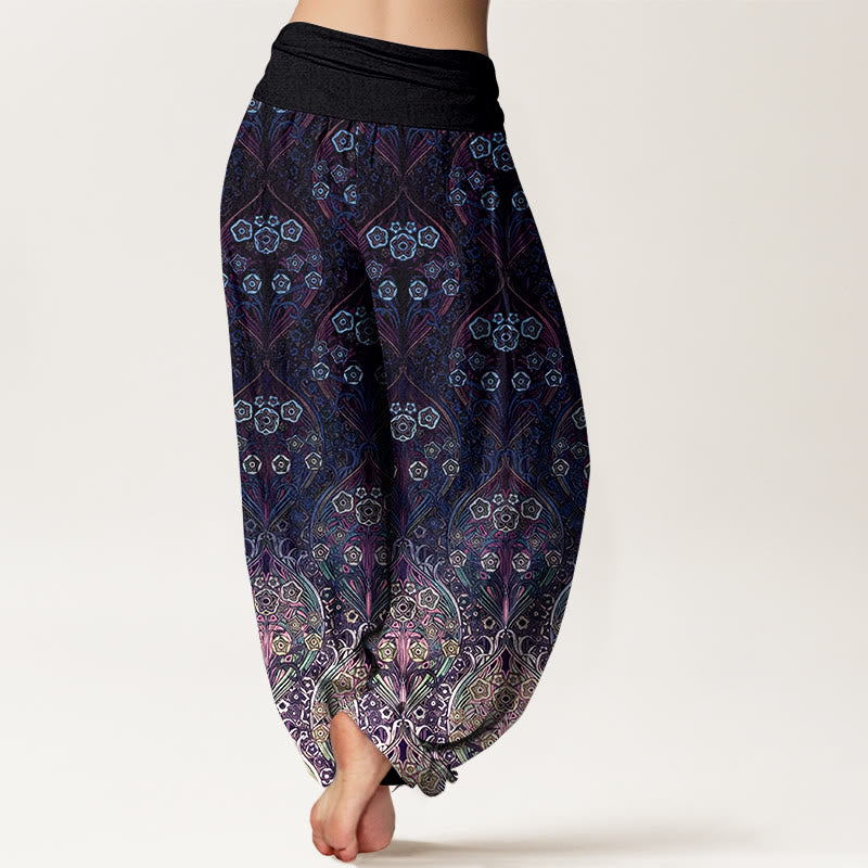Pantalones Buddha Stones de algodón puro con estampado floral retro para mujer, cintura elástica - image 6