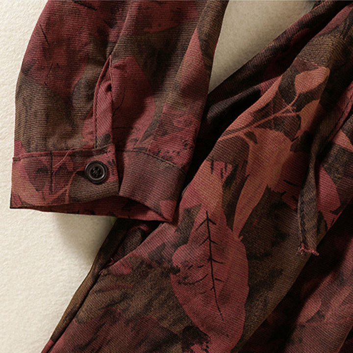 Vestido midi informal de manga larga con estampado floral y bolsillos, con botones y Buddha Stones - image 13