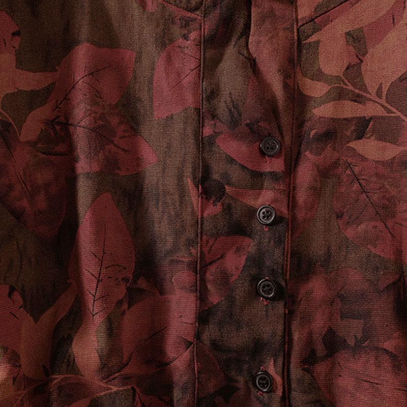 Vestido midi informal de manga larga con estampado floral y bolsillos, con botones y Buddha Stones - image 11