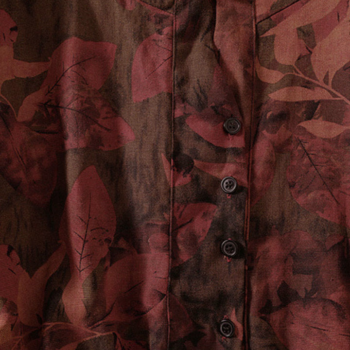 Vestido midi informal de manga larga con estampado floral y bolsillos, con botones y Buddha Stones - image 11