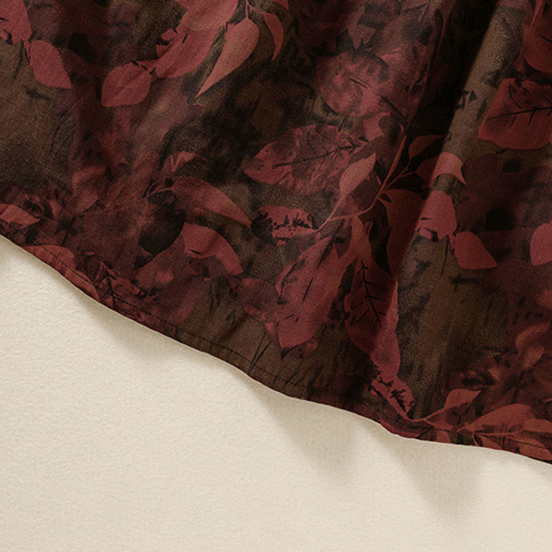 Vestido midi informal de manga larga con estampado floral y bolsillos, con botones y Buddha Stones - image 15