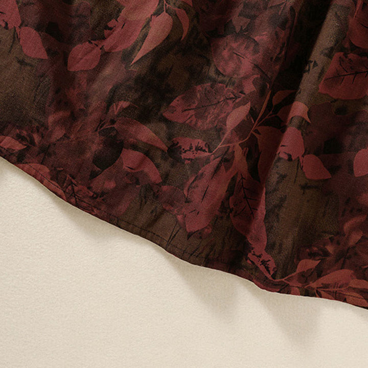 Vestido midi informal de manga larga con estampado floral y bolsillos, con botones y Buddha Stones - image 15