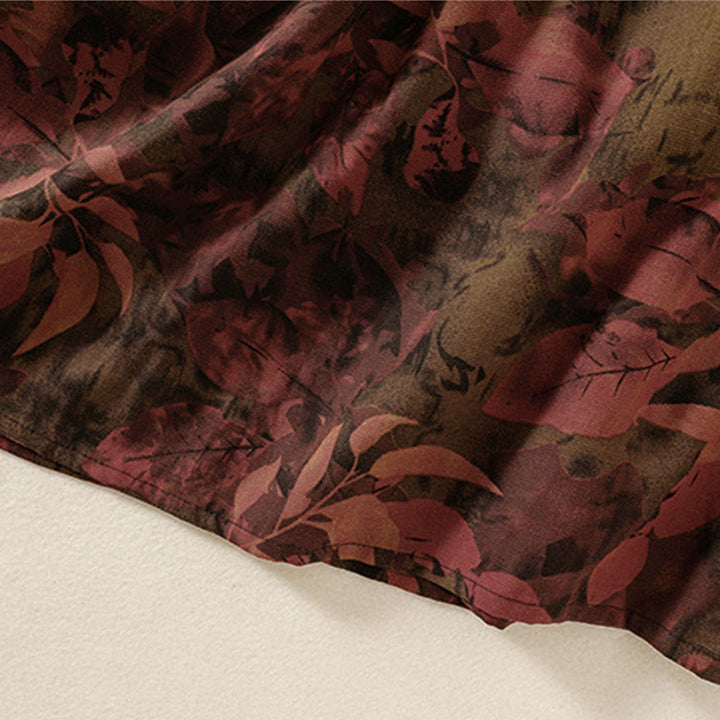 Vestido midi informal de manga larga con estampado floral y bolsillos, con botones y Buddha Stones - image 16