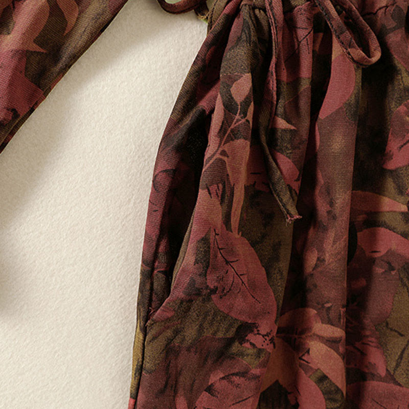 Vestido midi informal de manga larga con estampado floral y bolsillos, con botones y Buddha Stones - image 14