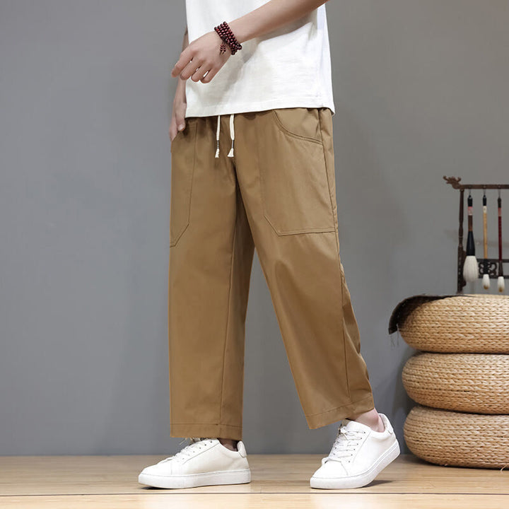 Pantalones de verano para hombre con Buddha Stones, color liso, con cordón, pierna recta, largo 7-8 y bolsillos - Perú - US/UK/AU46, EU56 (5XL) - image 24