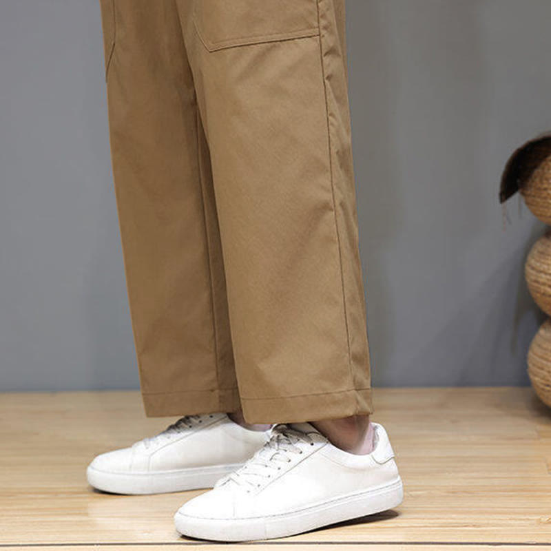 Pantalones de verano para hombre con Buddha Stones, color liso, con cordón, pierna recta, largo 7-8 y bolsillos - image 34