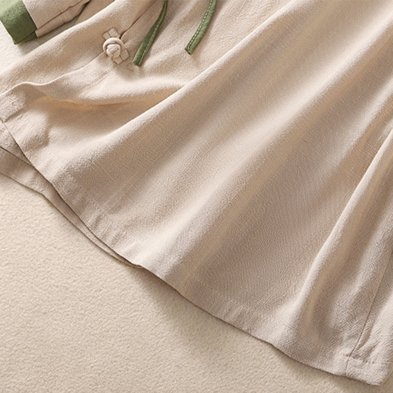 Camisa de mujer de manga tres cuartos con diseño retro de cordones y botones de rana con estampado de Buddha Stones. - image 12