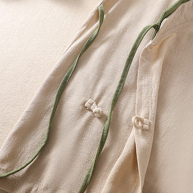 Camisa de mujer de manga tres cuartos con diseño retro de cordones y botones de rana con estampado de Buddha Stones. - image 11