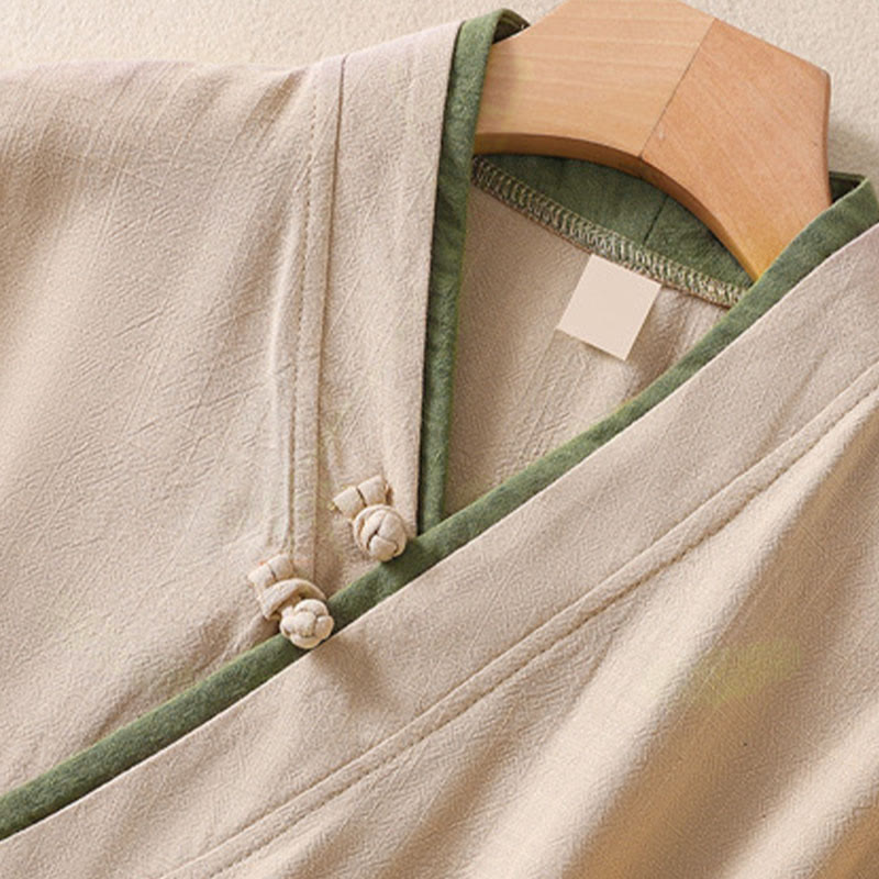 Camisa de mujer de manga tres cuartos con diseño retro de cordones y botones de rana con estampado de Buddha Stones. - image 5