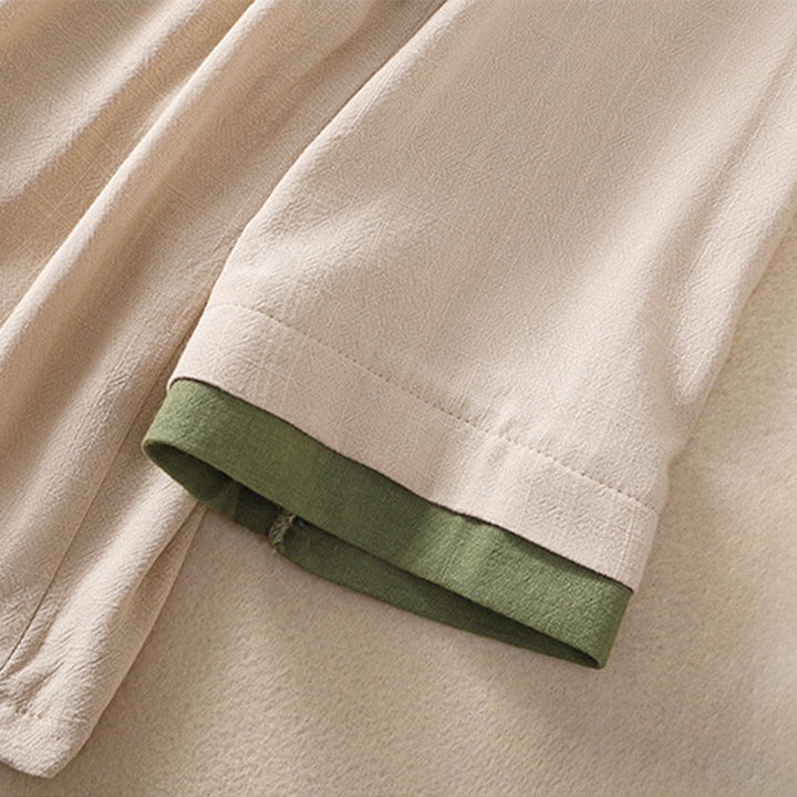 Camisa de lino y algodón con mangas tres cuartos para mujer, diseño retro con cordones y botones de rana , con Buddha Stones - image 9