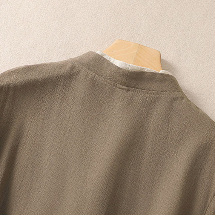 Camisa de lino y algodón con mangas tres cuartos para mujer, diseño retro con cordones y botones de rana , con Buddha Stones - image 17