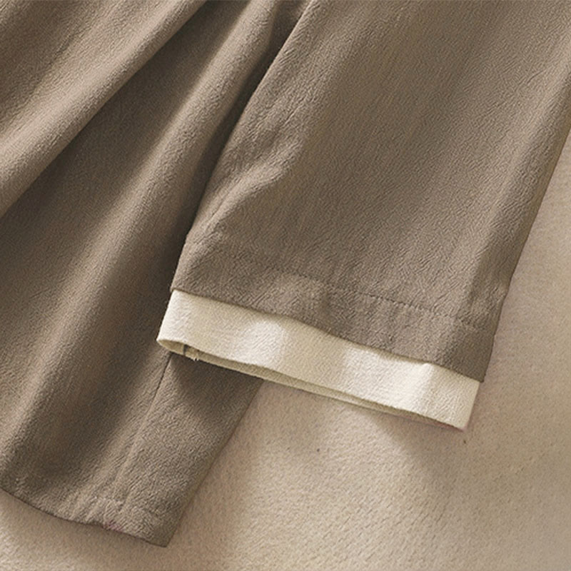 Camisa de lino y algodón con mangas tres cuartos para mujer, diseño retro con cordones y botones de rana , con Buddha Stones - image 22