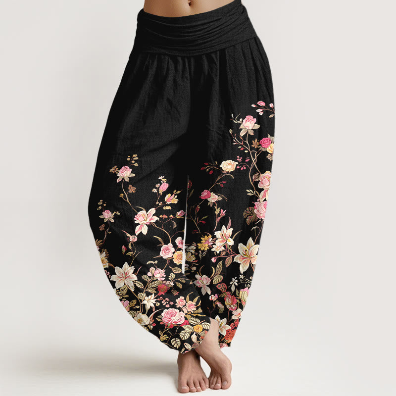 Pantalones Buddha Stones para mujer, cintura elástica - Negro - US16，UK/AU20，EU48 (3XL) - image 0
