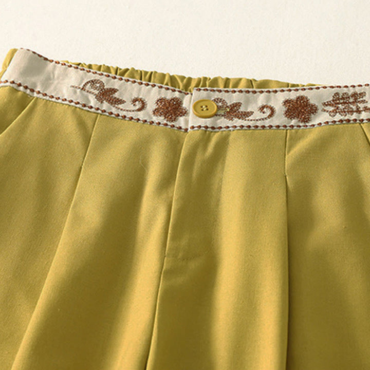 Pantalones anchos de algodón con cintura elástica y cremallera para mujer, bordados con Buddha Stones y bolsillos. - image 12